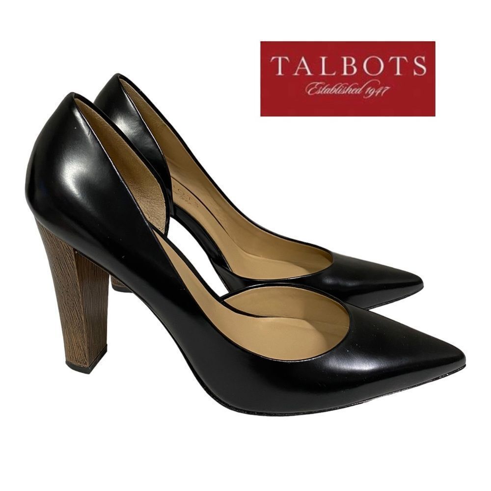 Talbots Women's Reem Black Leather Pumps Heels 8 8m